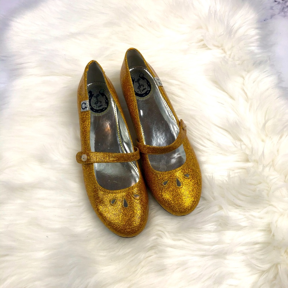 Gold glitter patent Miss L-Fire Mary Jane shoes